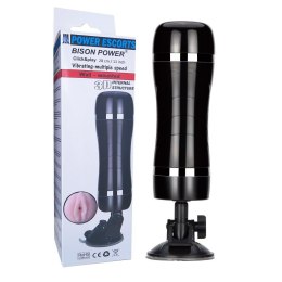 Masturbator-Bison Power-Vibrating Pussy Masturbator 7 Speed 28cm Black