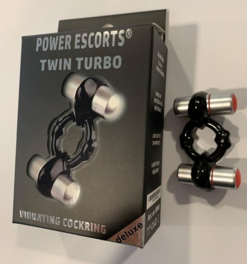 Twin turbo black with silver double motor vibrating cockring incl batteries