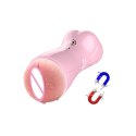 Masturbator-Vibrating and Flashing Masturbation Cup USB 7+7 Function / Talk Mode (Pink)