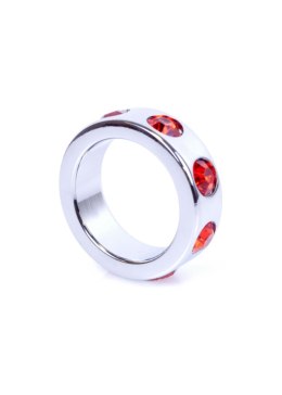 Pierścień-Metal Cock Ring with Red Diamonds Small