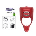 Wibrator-Silicone Ring Red USB 7 Function + Electro stim / remote control