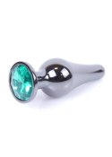 Plug-Jewellery Dark Silver BUTT PLUG- Green