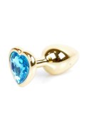 Plug-Jewellery Gold Heart PLUG- Light Blue