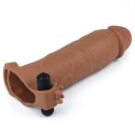 Add 3" Pleasure X Tender Vibrating Penis Sleeve Brown