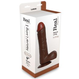 Ciemne brązowe dildo gruby penis z jądrami 25cm Real Rapture