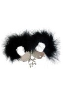 Kajdanki-śmieszna zabawka-kadanki - metallic handcuffs,feather cov.. black Adrien Lastic