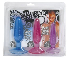 Plug-Nanma Twirly Trio Jelly Arousal Butt Plugs In 3 Sizes Blue Assorted Nanma