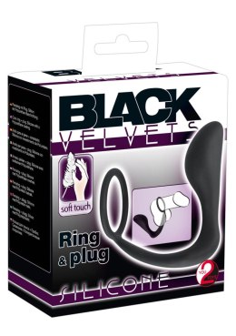 Plug analny z pętlą pierścieniem na penisa 10cm Black Velvets