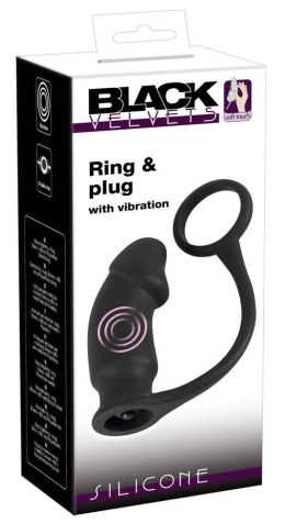 Wibrujące analne dildo z pierścieniem wtyczka plug Black Velvets