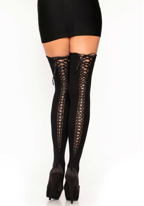 Bielizna-THIGH HIGHS W LACE UP BACK OS Leg Avenue