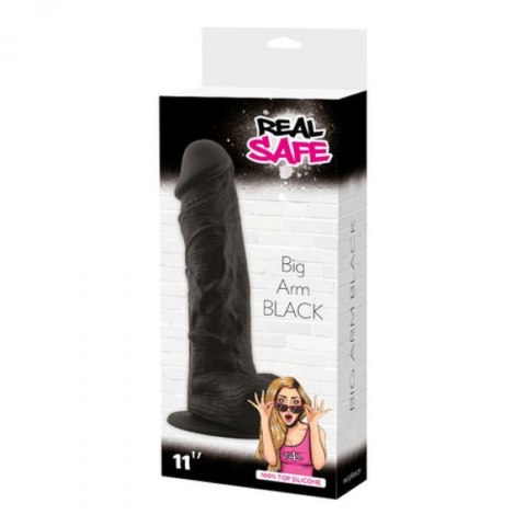 Czarne dildo rozmiar xxl duże grube mocne sex 28cm Real Safe