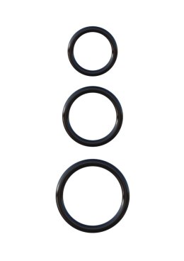 Pierścień-SILICONE 3-RING STAMINA SET BLACK Pipedream