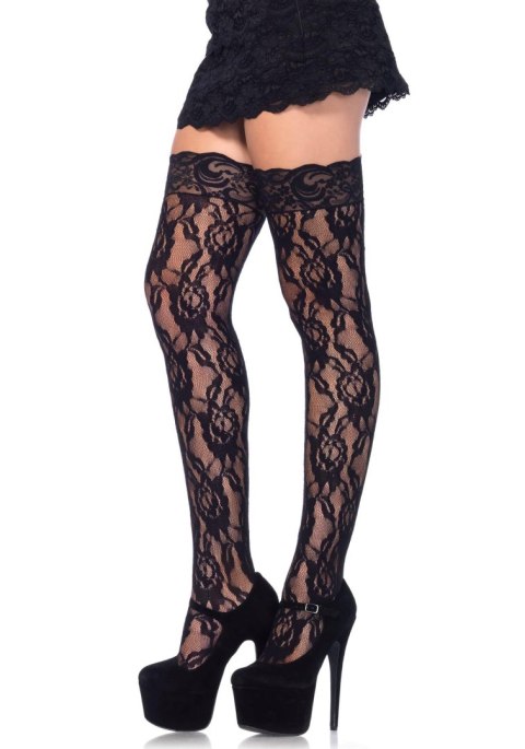 Bielizna-LACE STOCKINGS WITH LACE TOP OS Leg Avenue