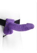 Proteza-HOLLOW STRAP-ON W BALLS 7"""" PURPLE Fetish Fantasy