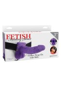 Proteza-HOLLOW STRAP-ON W BALLS 7"""" PURPLE Fetish Fantasy