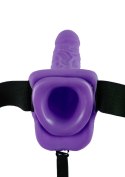 Proteza-HOLLOW STRAP-ON W BALLS 7"""" PURPLE Fetish Fantasy