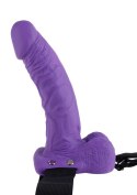 Proteza-HOLLOW STRAP-ON W BALLS 7"""" PURPLE Fetish Fantasy