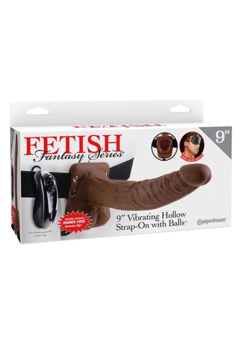 Proteza-VIBR STRAP-ON W BALLS 9"""" BROWN Fetish Fantasy