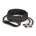 Wiązania-Leather Collar With Nipple Chains Easytoys