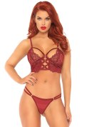 Bielizna-Lace bralette with sheer thong Leg Avenue