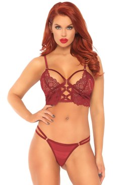 Bielizna-Lace bralette with sheer thong Leg Avenue