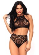 Bielizna-Lace top & high waist string Leg Avenue