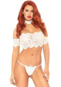 Bielizna-Lace top with choker and thong Leg Avenue