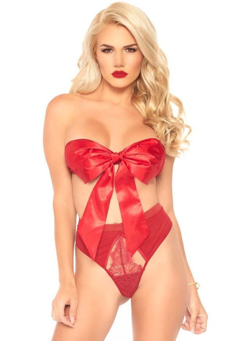 Bielizna-Satin bandeau with lace string Leg Avenue