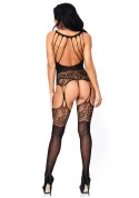 Bielizna-Strappy rose bodystocking Leg Avenue