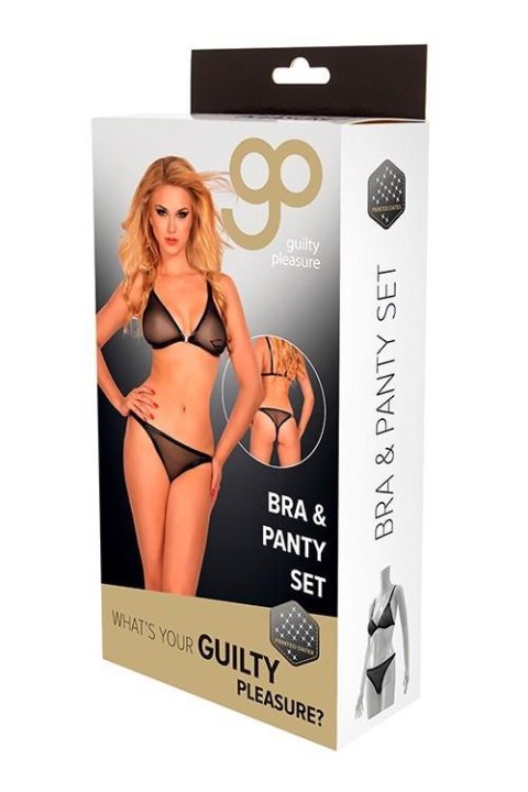 Bielizna-GP DATEX PRINTED BRA & PANTY SET, L Guilty Pleasure Fetish Wear