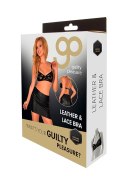 Bielizna-GP GENUINE LEATHER & LACE BRA BLACK, XXL Guilty Pleasure Fetish Wear