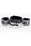 Wiązania-MARCUS 716011 Set collar with hand cuffs metal chain tracery silver bdsm Valentine day Toyfa