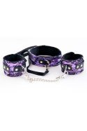 Wiązania-MARCUS 716013 Set collar with hand cuffs metal chain tracery purple bdsm Valentine day Toyfa