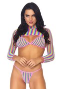 Bielizna-Rainbow top, string & crop top Leg Avenue