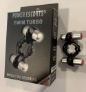 Twin turbo black with silver double motor vibrating cockring incl batteries Power Escorts