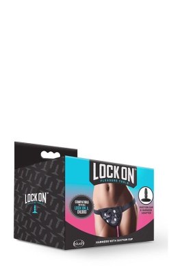 LOCK ON STRAP ON HARNESS BLACK Blush