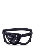 LOCK ON STRAP ON HARNESS BLACK Blush