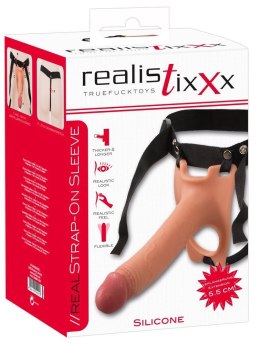 Proteza przedłużenie na penisa na szelkach czarne Realistixxx