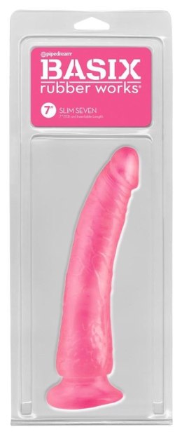 Różowe silikonowe żylaste dildo przyssawka 17,5cm Basix Rubber Works