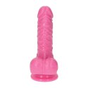 Różowe żylaste dildo gumowe z przyssawką 10,5 cm Toyz4lovers