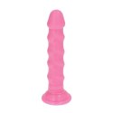 Spiralne różowe dildo gumowe z przyssawką 14,5 cm Toyz4lovers