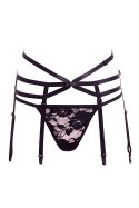 BARELY BARE STRAPPY GARTER & PANTY BLACK Barely Bare