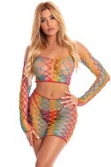 POT OF GOLD 2 PC SKIRT SET RAINBOW, OS Pink Lipstick Lingerie