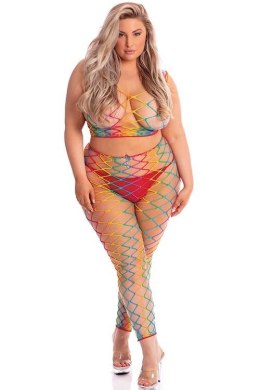 ROY G. BIV 2PC BODYSTOCKING PLUS SIZE Pink Lipstick Lingerie