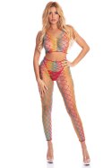 ROY G. BIV 2PC BODYSTOCKING RAINBOW, OS Pink Lipstick Lingerie