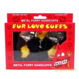 Furry cuffs, colour black, in colour box Power Escorts