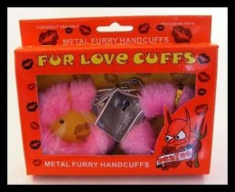 Furry cuffs, colour pink, in colour box Power Escorts