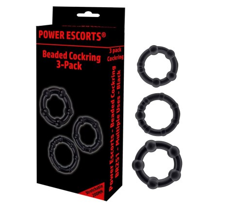 Beaded cockring 3 pack clear in colour box Power Escorts