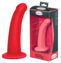 Gładkie czerwone zakrzywione dildo przyssawka 15cm Malesation