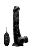 Vibrating Realistic Cock - 10" - With Scrotum - Black RealRock